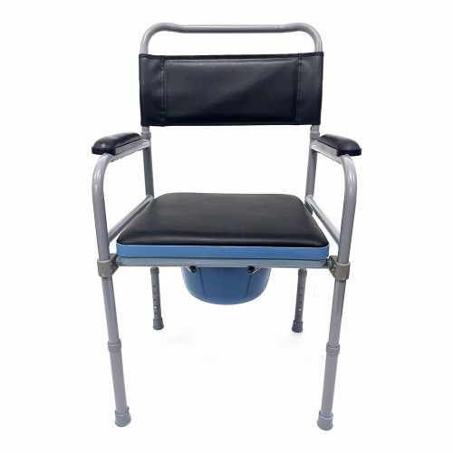 KRZESŁO TOALETOWE Z REGULACJĄ WYSOKOŚCI TAPIECEROWANE MIĘKKIE SIEDZISKO WC TOALETA