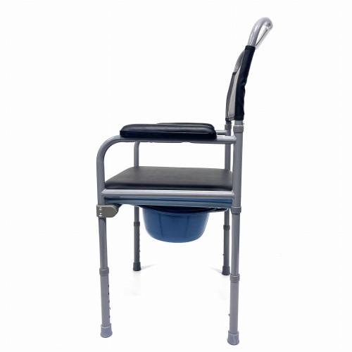 KRZESŁO TOALETOWE Z REGULACJĄ WYSOKOŚCI TAPIECEROWANE MIĘKKIE SIEDZISKO WC TOALETA