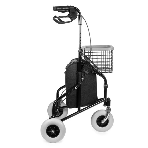 CHODZIK TRÓJKOŁOWY ALUMINIOWY BALKONIK REHABILITACYJNY Z TORBĄ DLA SENIORA SKŁADANY