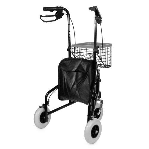 CHODZIK TRÓJKOŁOWY ALUMINIOWY BALKONIK REHABILITACYJNY Z TORBĄ DLA SENIORA SKŁADANY